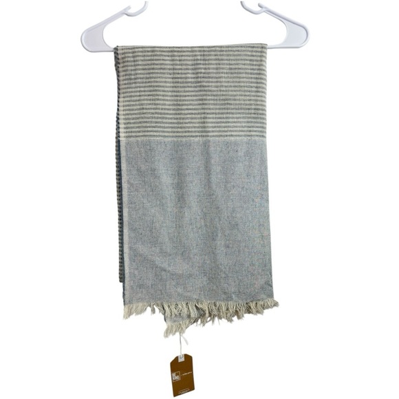 NWT Tribe Alive x BE KIND by Ellen Upcycled Cotton Denim Striped Fringe Scarf - Picture 2 of 6